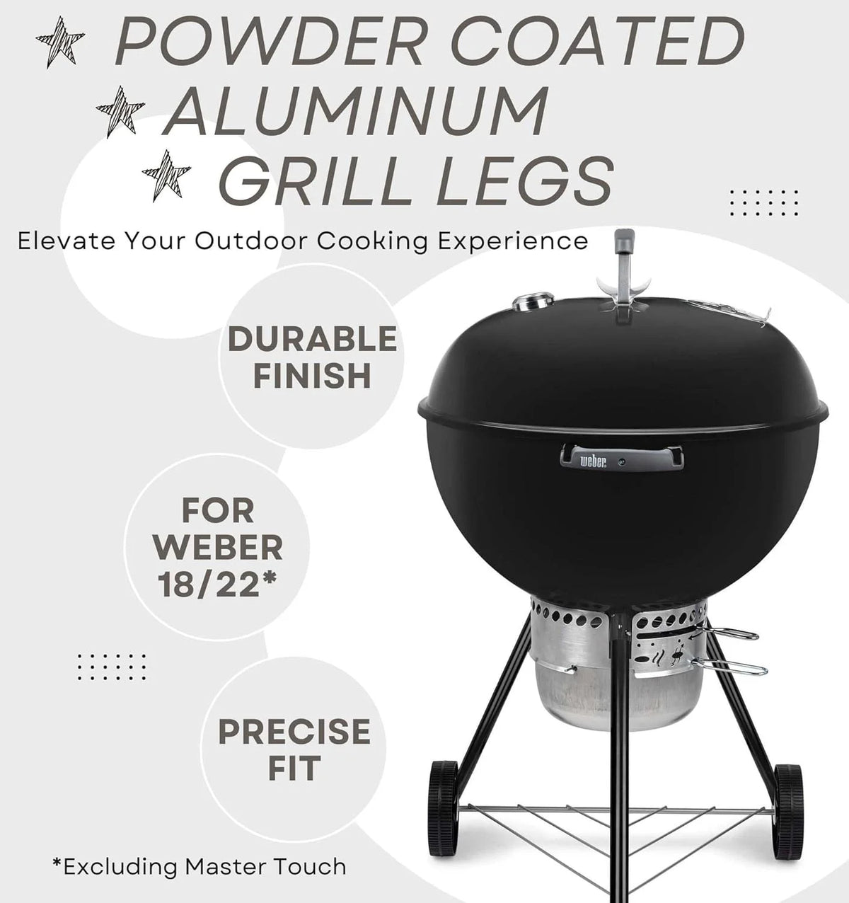 Black 22 Inch Charcoal Grill Front Leg Kit X3375