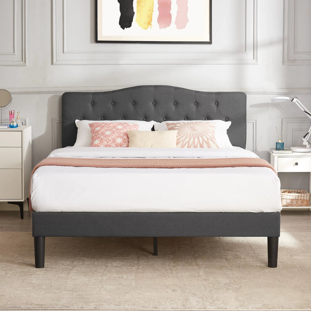 Queen Upholstered Platform Bed Frame with Adjustable Headboard C3063