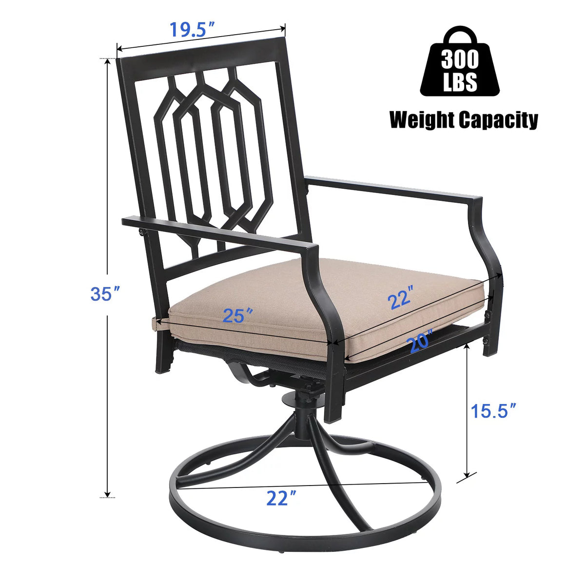 5-Piece Outdoor Patio Dining Set Swivel Cushioned Chairs Steel Frame Y706746