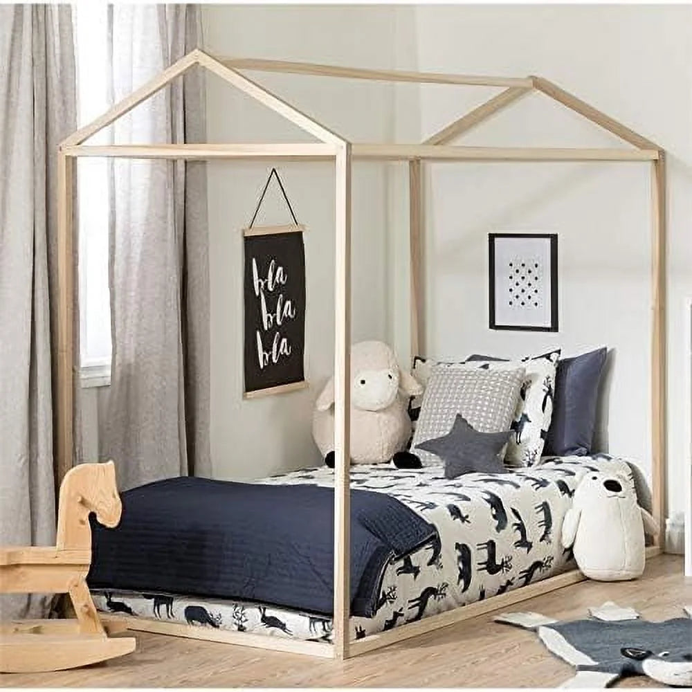 Solid Wood Canopy Platform Bed Frame D3768