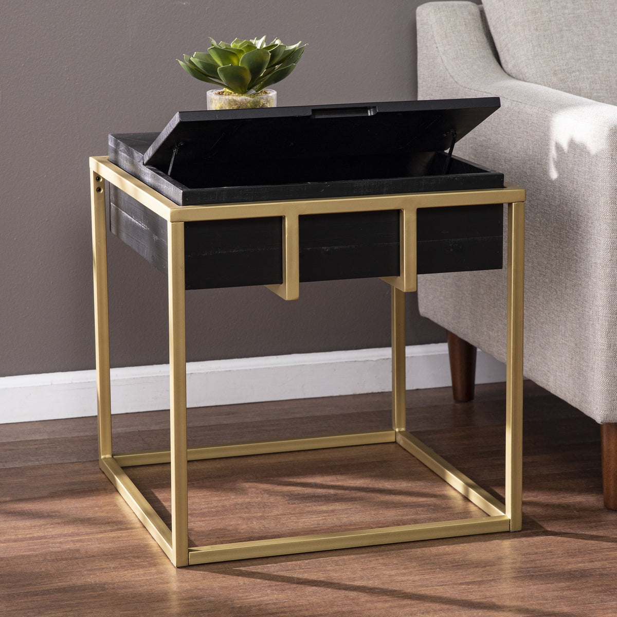 Reclaimed Wood Storage End Table A847