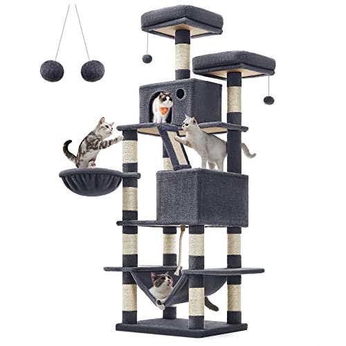 81.1-Inch Multi-Level Plush Cat Tree with Scratching Posts K742388