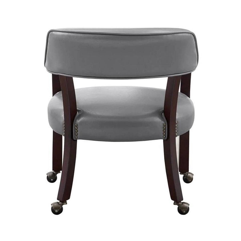 Gray Faux Leather Arm Chair with Casters L307