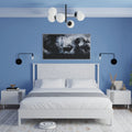 Queen Platform Bed Frame with Headboard Solid Wood Black Y19016