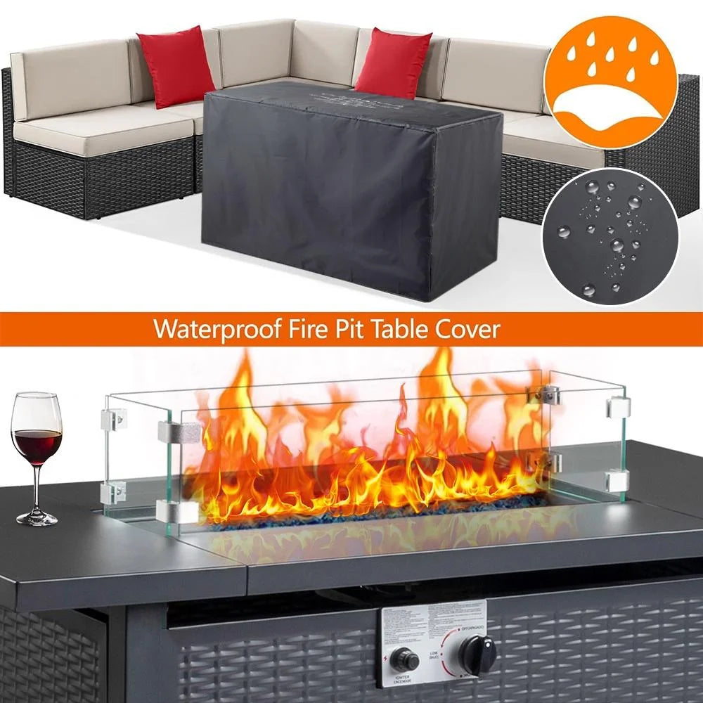 43'' Propane Fire Pit Table with Rain Cover and Wind Guard W3307