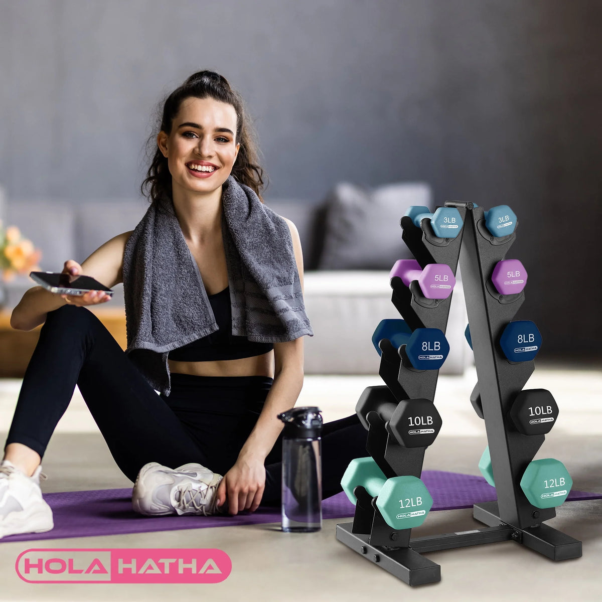 Neoprene Dumbbell Weight Set with Rack O344