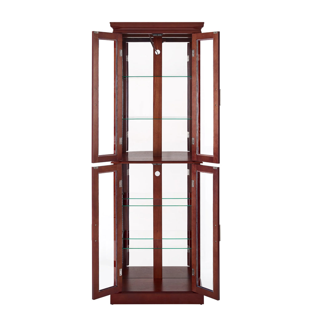 6-Tier Lighted Curio Display Cabinet with Adjustable Shelves and Tempered Glass Doors W535