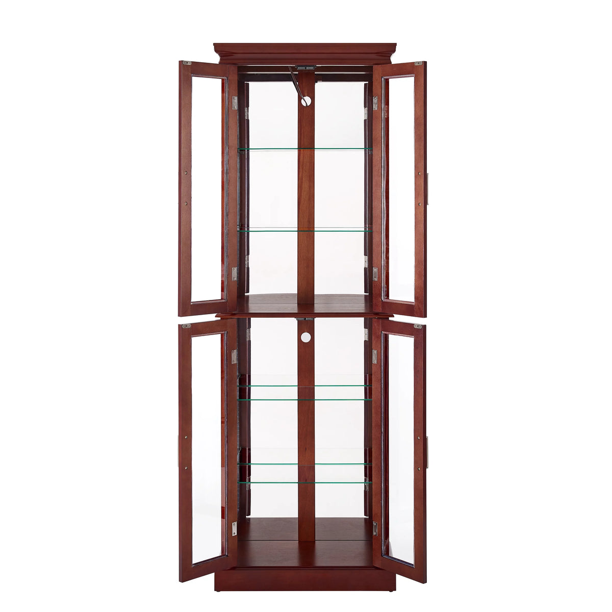 6-Tier Lighted Curio Display Cabinet with Adjustable Shelves and Tempered Glass Doors W535